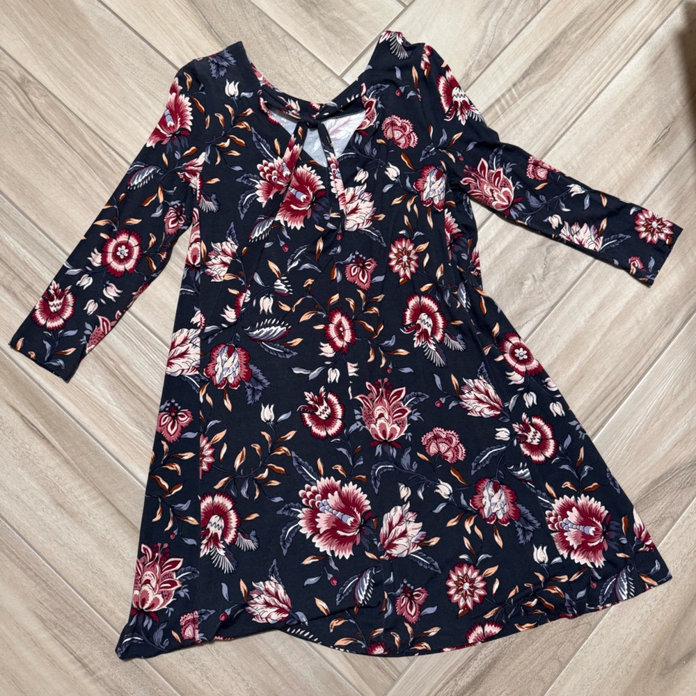 LOFT Floral Dress with 3/4” sleeves